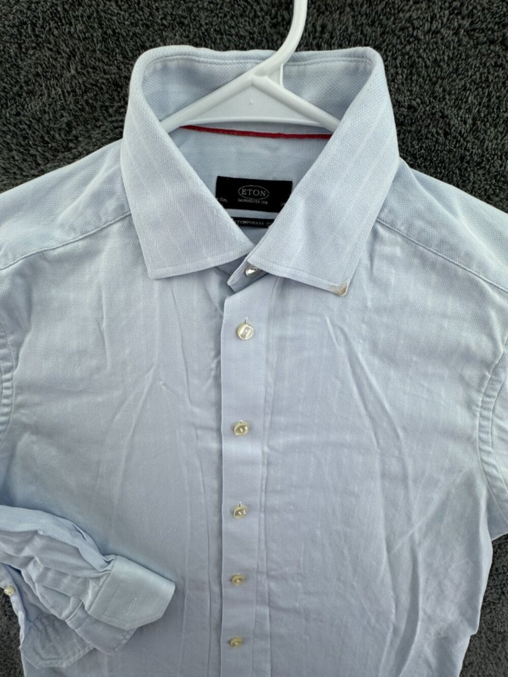 Eton Ganghester Button Up Shirt Long Sleeve Blue Striped Men’s 15.5 Contemporary
